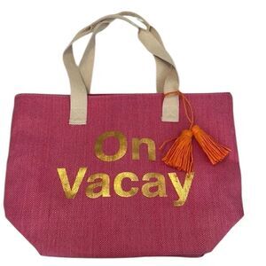 NWT Magid “ON VACAY” pink insulated bag with orange tassels very roomy